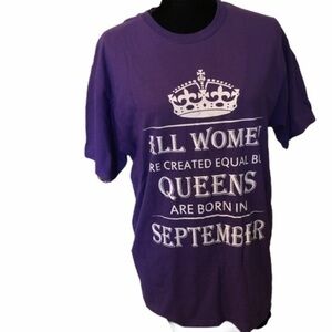 Fruit Of‎ The Loom Tee Women's Medium Purple September T-Shirt Born In September